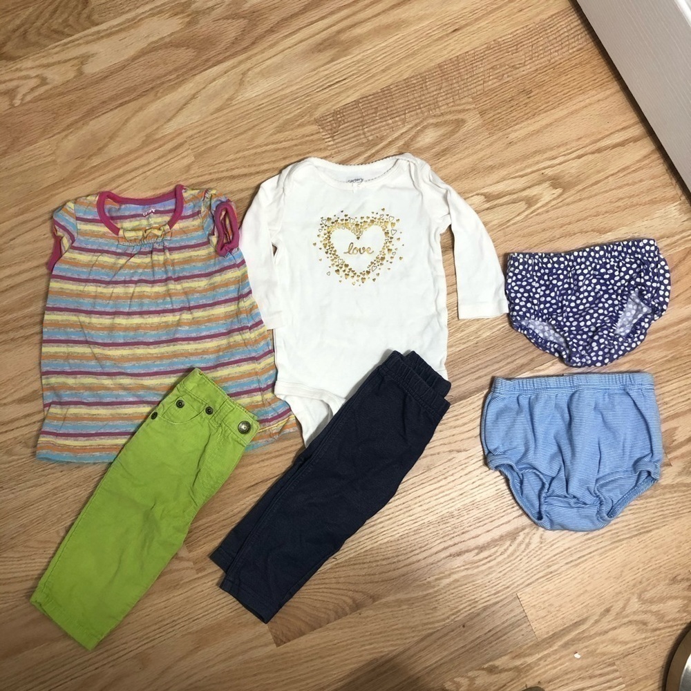 6 Month Girl Clothing Bundle 2 Outfits Carters Long Sleeve Baby - Picture 1 of 10